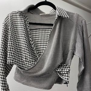 houndstooth crop long sleeve